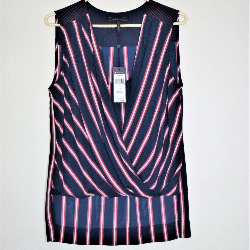 BCBG MaxAzria Hi/Low Striped Sleeveless Blouse - Small NWT